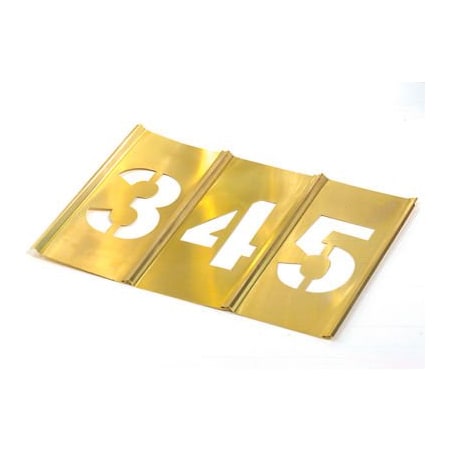 C.H. Hanson 8" Brass Interlocking Stencil Gothic Style Numbers, 13 Piece Kit 10160